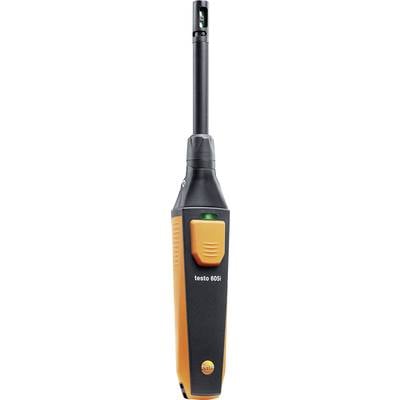 Ein digitales, tragbares Thermometer in Orange und Schwarz, Modell 'testo 605i', mit messender Sensorik an der Spitze.