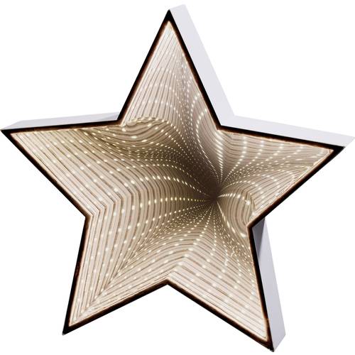 Hellum 522846 LED-Weihnachtsstern Warmweiß LED Chrom mit 3D-Effekt, mit Infinity-Effekt, Timer, verspiegelt, zum Stellen...