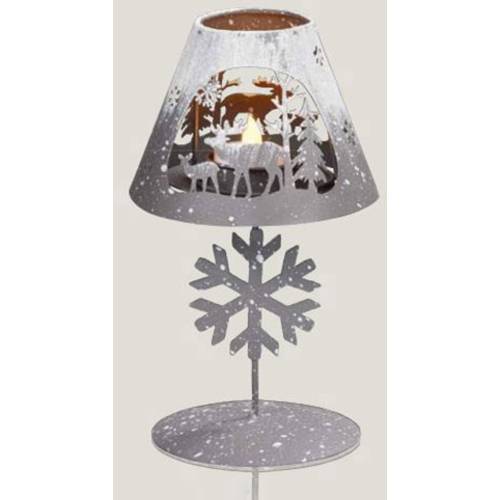 Hellum 524123 LED-Szenerie Rentierfamilie und Schneeflocke Warmweiß LED Grau, Weiß (frosted) Indirekter Lichtaustritt