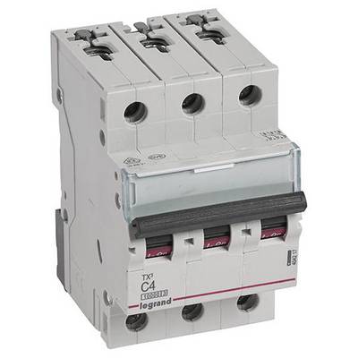 Ein dreipoliger Leistungsschalter, der in elektrischen Anlagen zur Unterbrechung von Stromkreisen verwendet wird.