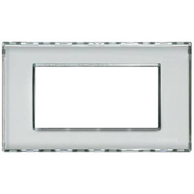 Glasrahmen für Schalter oder Steckdosen mit rechteckiger Öffnung in der Mitte, transparentes Design.