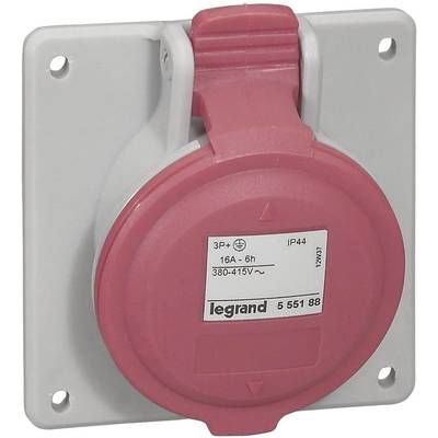 'Rote industrielle Steckdose, 3-polig, 16A, 380-415V, IP44 Schutzgrad, von Legrand.'