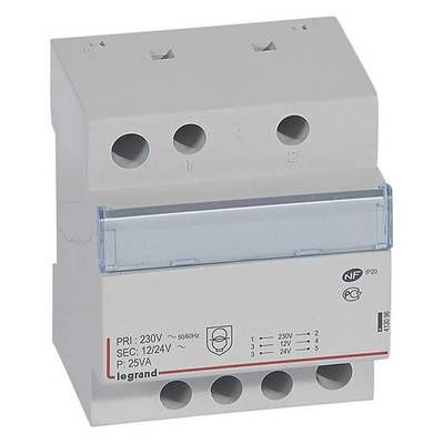 Legrand 413096 Sicherheitstransformator prim. 230V/50Hz sek.12VAC/24VAC 25VA 5TE-0