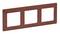 Braune, rechteckige Abdeckplatte mit drei Öffnungen zur Installation von Schaltern oder Steckdosen in einer Wandmontage.