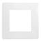 Ein weißer, quadratischer Lichtschalterrahmen mit abgerundeten Ecken, passend für eine einzelne Lichtschaltereinheit.