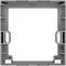 Grauer quadratischer Kunststoffrahmen mit rechteckigen Aussparungen an den Seiten, geeignet für Montage- oder Halterungszwecke.