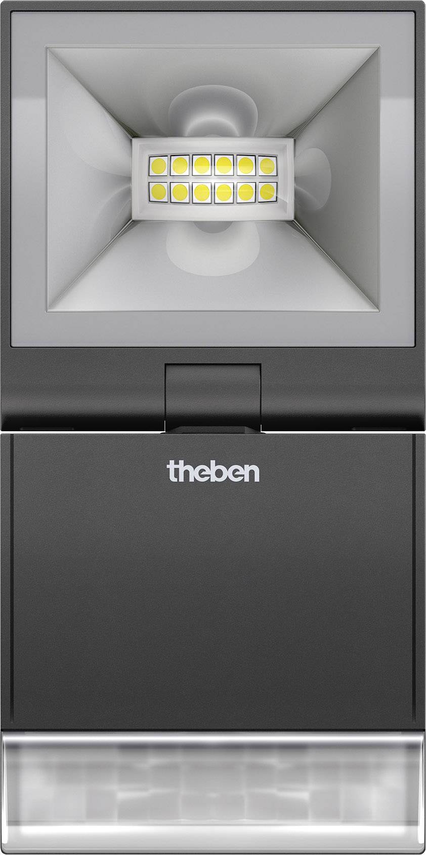 Theben theLeda S10 W BK 1020932 LED-Außenstrahler mit Bewegungsmelder 10 W Leuchtfarben: Weiß