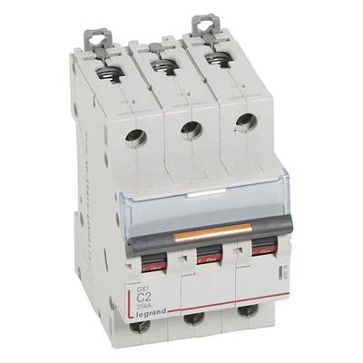 Ein dreipoliger Leistungsschalter mit der Aufschrift 'C2 25kA' und der Markenbezeichnung. Used for Überlast- und Kurzschlussschutz in elektrischen Anlagen.