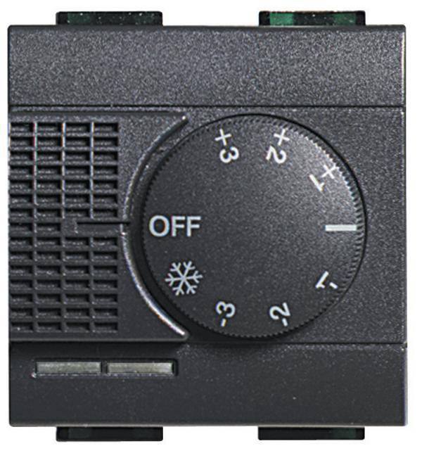 BTicino L4692 Raumthermostat m.Stellrad 3-40°C Kontroll-LEDs Anthrazit-0