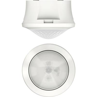 Bewegungsmelder mit weißem Gehäuse von oben und unten gezeigt; zur Erkennung von Bewegungen und automatischen Lichtsteuerung.