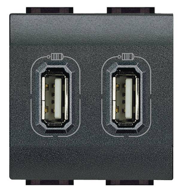 Bticino L4285C2 LL - Schnellladegerät USB 2 Prisen anthrazit Wohnleuchte 2 Module