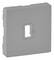 Graue Abdeckplatte mit USB-Symbol in der Mitte, rechteckige Form, zur Abdeckung von Steckdosen oder Anschlüssen.