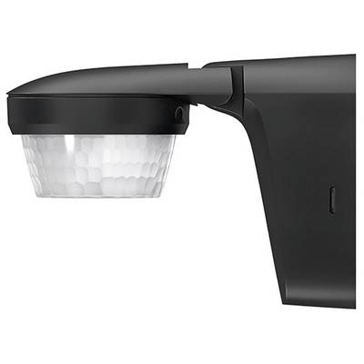 Seitenansicht eines schwarzen Sensors mit gewölbter, durchsichtiger Abdeckung. Er scheint zur Erkennung von Bewegungen oder Licht geeignet.
