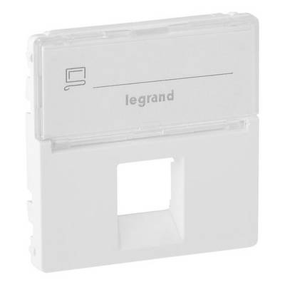 Abdeckplatte mit rechteckiger Öffnung und PC-Symbol, Markennamen 'legrand' in der Mitte.