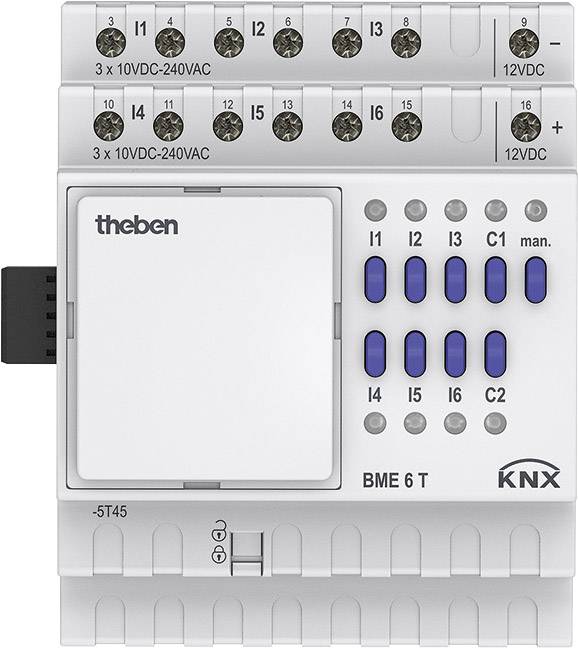 Ein KNX Schaltaktor mit 10 Tasten und verschiedenen Anschlussmöglichkeiten, geeignet für Gebäudeautomation und Steuerungsaufgaben.