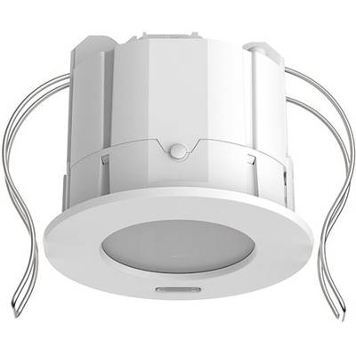 Ein weißer LED-Einbaustrahler mit runden Halterungen, geeignet für Deckenmontage in Innenräumen. Energiesparend und modern designt.