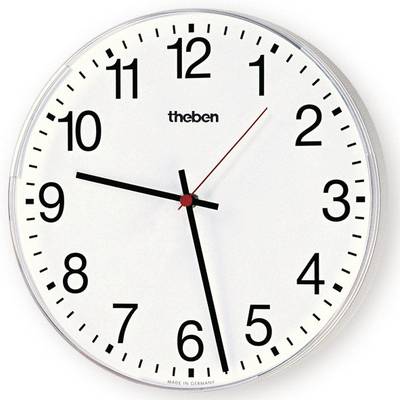 Eine analoge Uhr zeigt 10:09 Uhr. Der Sekundenzeiger ist rot.