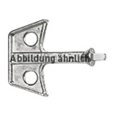 'Abbildung ähnlich': Metallteil mit zwei Befestigungslöchern und einem Ansatz, vermutlich ein Befestigungselement oder eine Scharnieraufnahme.