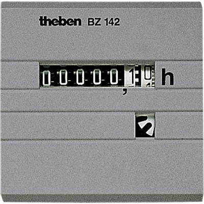 Ein grauer Betriebsstundenzähler mit der Aufschrift 'theben BZ 142'. Der Zählerstand zeigt '0000019 h'.