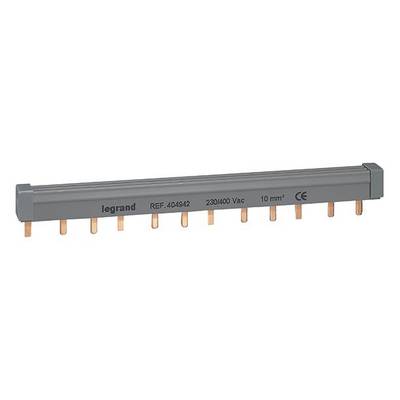 Ein grauer Legrand-Schienenverbinder mit Kupferkontakten, Modell REF 4049/42, für 230/400 Vac, 10 mm².