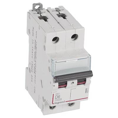 Ein elektrischer Leistungsschalter von Legrand mit zwei Kippschaltern, verwendet zur Stromkreissteuerung und -sicherung.