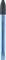 Ein blauer Kugelschreiber mit schwarzer Kappe.