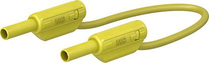 Stäubli SLK205-K Sicherheitsmessleitung 100 cm gelb hochflexibel, 2 mm Lamellenstecker vergoldet mit Isolierhülse