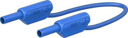 Stäubli SLK205-K Sicherheitsmessleitung 100 cm blau hochflexibel, 2 mm Lamellenstecker vergoldet mit Isolierhülse