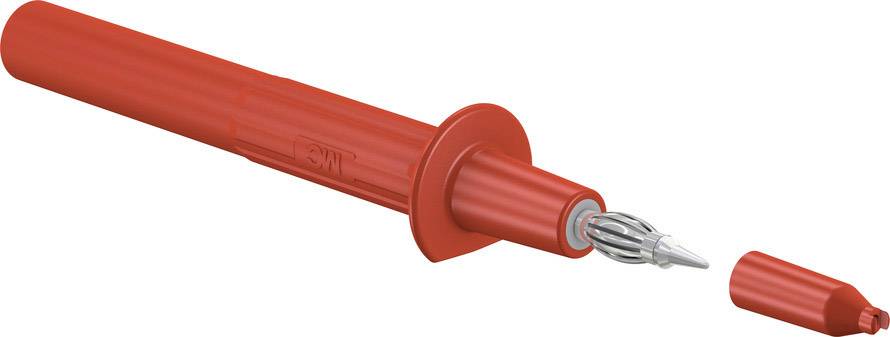 Ein roter Prüfspitzenadapter mit abnehmbarer Spitze, geeignet für elektrische Messgeräte.