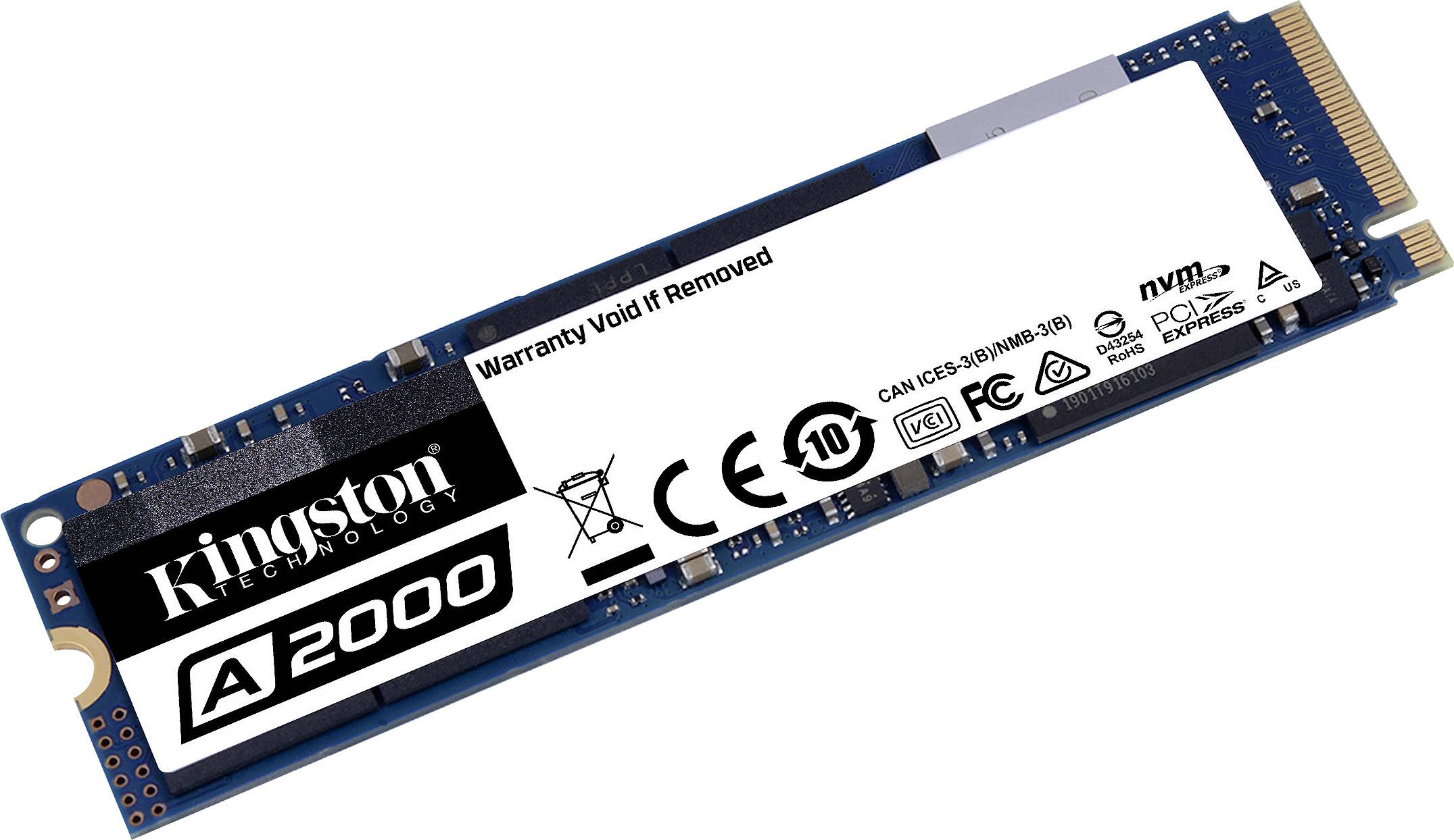 Kingston A2000 500 GB Interne M.2 PCIe NVMe SSD 2280 M.2 NVMe PCIe 3.0 x4 Retail SA2000M8/500G-1