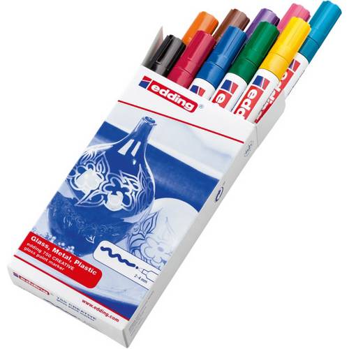 Thumbnail - Edding 750 creative marker set basic 4-750-9-999 Lackmarker Schwarz, Rot, Blau, Grün, Gelb, Orange, Braun, Violett, Rosa...