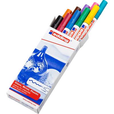 Edding 750 creative marker set basic 4-751-9-999 Lackmarker Schwarz, Rot, Blau, Grün, Gelb, Orange, Braun, Violett, Rosa