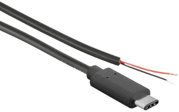 Joy-it K-1473 Strom-Kabel Raspberry Pi®, Arduino, Banana Pi, Cubieboard [1x USB-C® Stecker - 1x offene Kabelenden] 1.00 m Schwarz