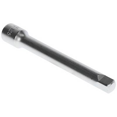 Eine silberne Steckschlüssel-Verlängerung. Sie hat eine runde Basis mit einem langen, schmalen, metallfarbenen Körper.