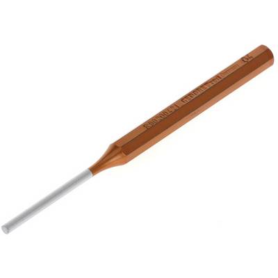 Ein orangefarbener Schraubendreher mit schlankem, silbernem Schaft und flacher Spitze, geeignet für präzise Montagearbeiten.