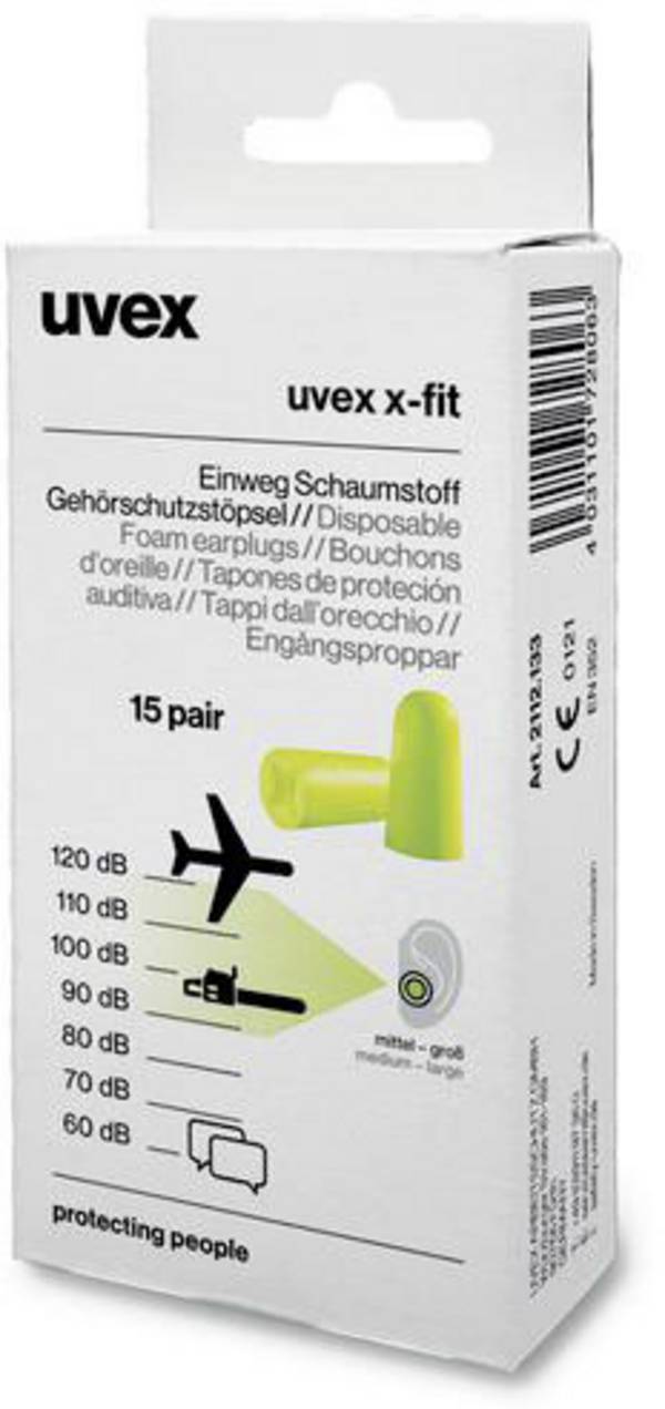 uvex 2112133 x-fit Gehörschutzstöpsel 37 dB einweg 15 Paar