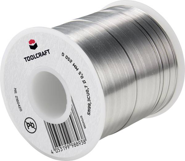 TOOLCRAFT Lötzinn, bleifrei Spule Sn99,3Cu0,7 ROL1 250 g 0.5 mm
