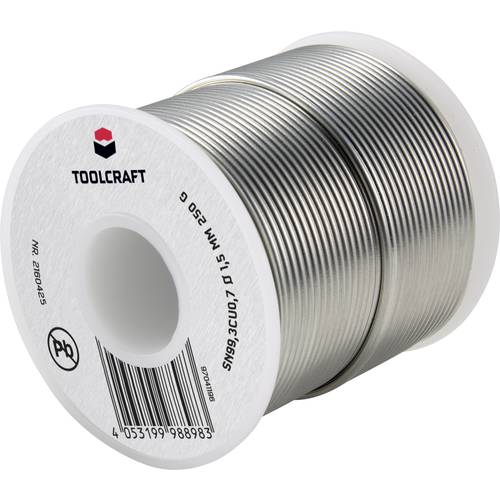 TOOLCRAFT Lötzinn, bleifrei Spule Sn99,3Cu0,7 ROL1 250 g 1.5 mm