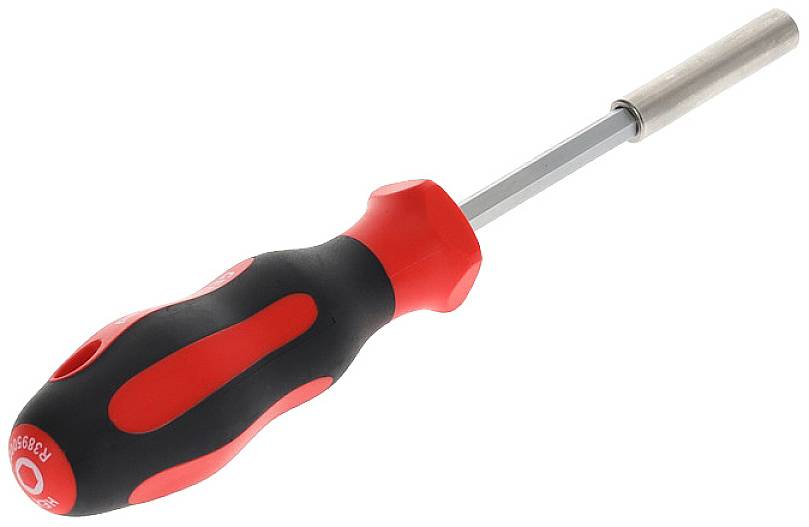 Schraubendreher mit ergonomischem Griff und metallischer Spitze, geeignet für verschiedenste Schraubarbeiten in Handwerk und Haushalt.