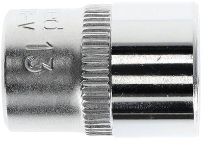Metallschraube mit geriffeltem Rand, silberfarben, mit eingeprägter Zahl '17'.