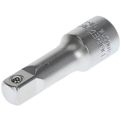 Metallischer Stecknussadapter mit quadratischer Aufnahme und Sechskantanschluss, verwendet für Werkzeugverlängerungen.