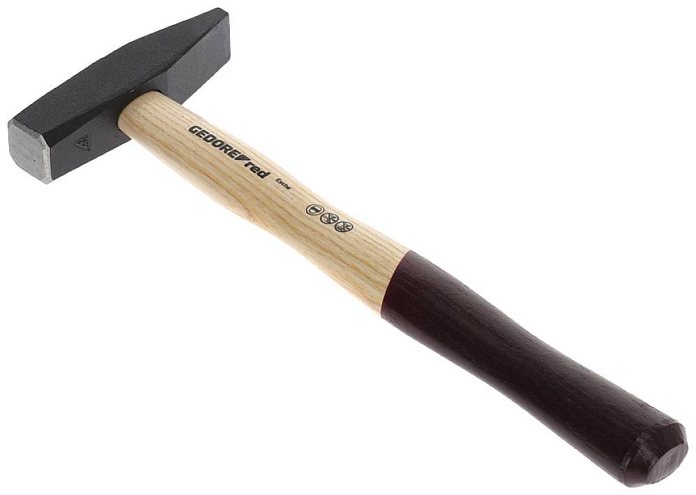 Ein Handhammer mit Holzgriff und schwarzem Kopf, geeignet für handwerkliche Arbeiten. Der Schriftzug 'GEDORE red' ist auf dem Griff sichtbar.