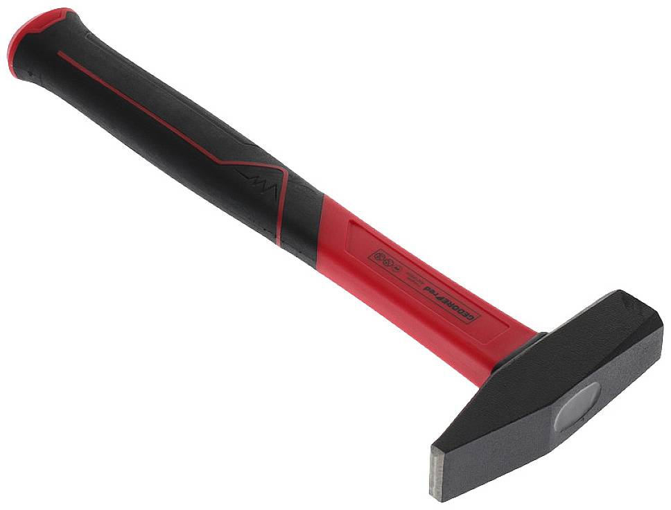 Ein Hammer mit rotem und schwarzem Griff, geeignet für Bauarbeiten.