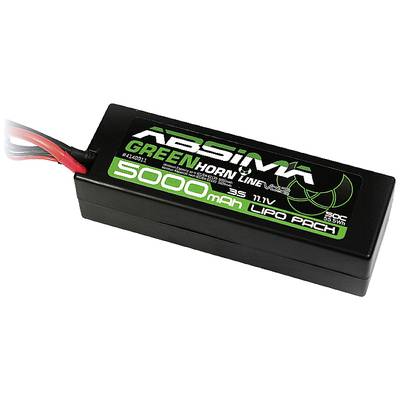 Ein 'Absima Greenhorn' LiPo-Akku mit 5000 mAh, 3s, 11,1 V. Hauptsächlich für den Einsatz in ferngesteuerten Modellen konzipiert.