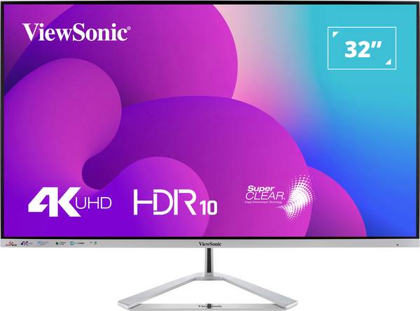 Viewsonic VX3276-4K-MHD LCD-Monitor  EEK F (A - G) 81.3 cm (32 Zoll) 3840 x 2160 Pixel 16:9 8 ms DisplayPort, HDMI®, Audio, stereo (3.5 mm Klinke), Mini DisplayPort VA LED
