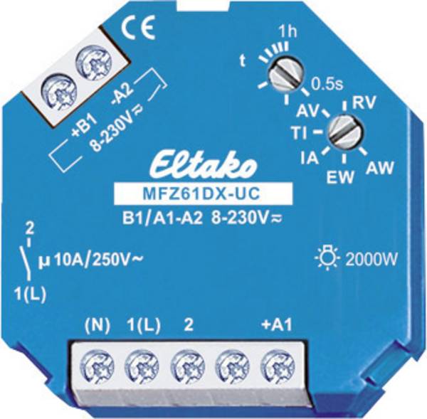 Eltako 61100604 MFZ61DX-UC Zeitrelais Multifunktional 230 V 1 St. Zeitbereich: 0.5 s - 1 h 1 Schließer