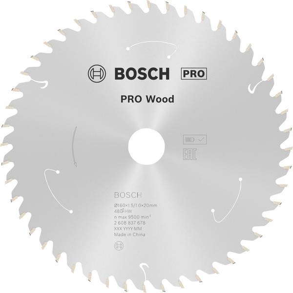 Bosch Accessories 2608837678 2608837678 Hartmetall Kreissägeblatt 160 x 20 mm Zähneanzahl: 48 1 St.
