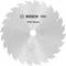 Kreissägeblatt, silbern, mit Bosch-Logo. Beschriftung 'PRO Wood', geeignet für Holzarbeiten.