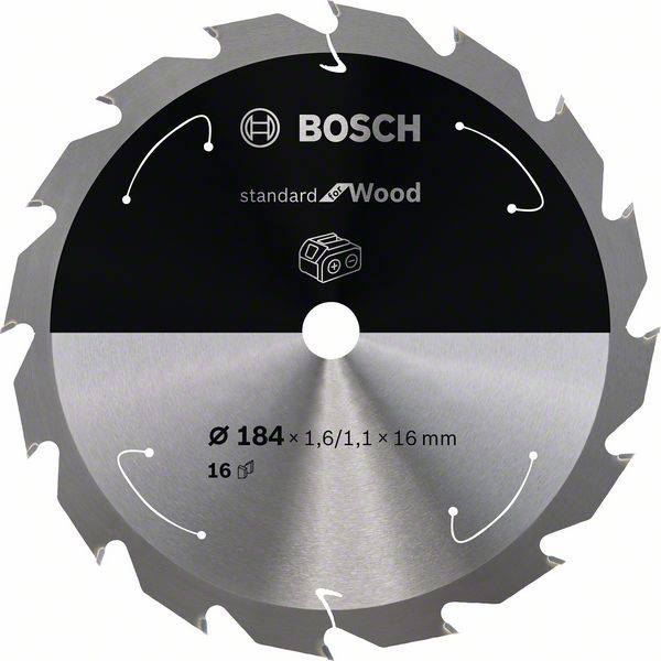 Bosch Accessories Bosch Power Tools 2608837697 Hartmetall Kreissägeblatt 184 x 16 mm Zähneanzahl: 16 1 St.
