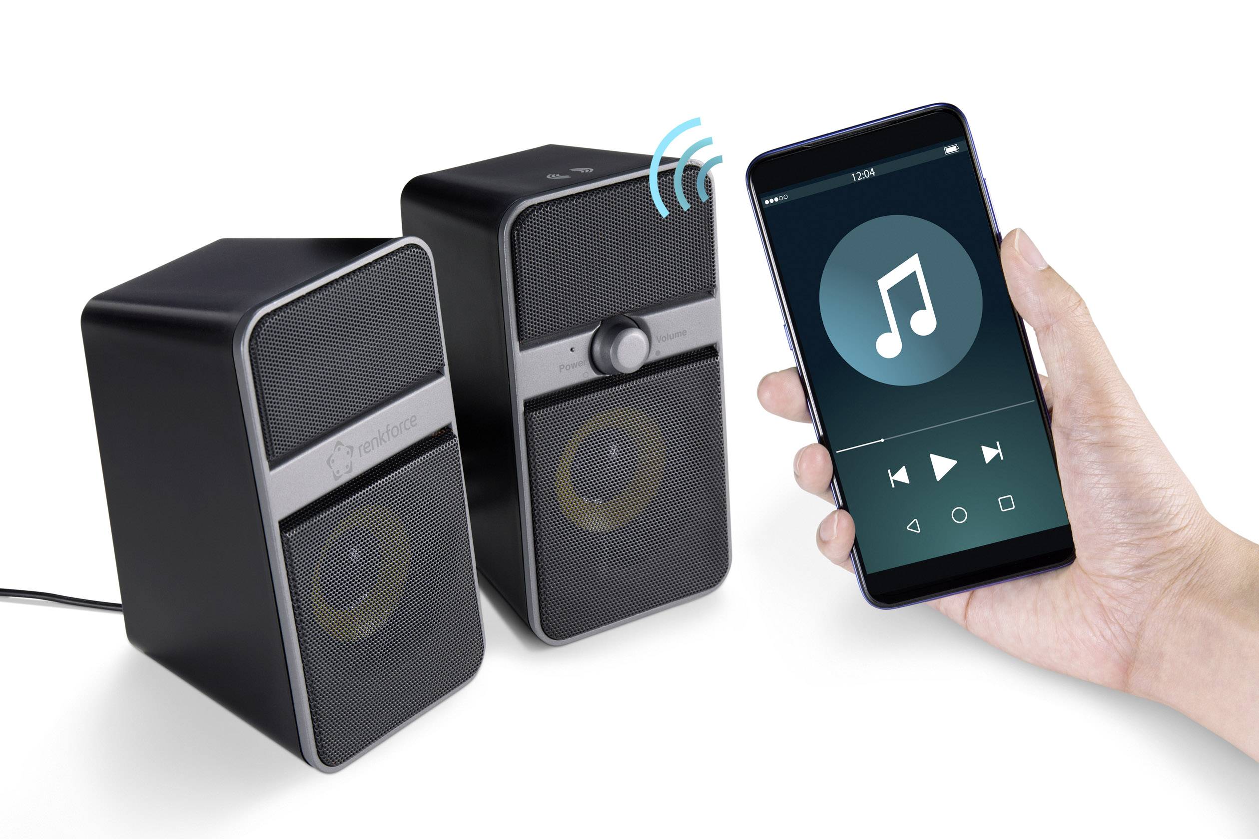 Renkforce 2.0 PC-Lautsprecher Bluetooth®, Kabelgebunden 6 W Schwarz, Silber-4